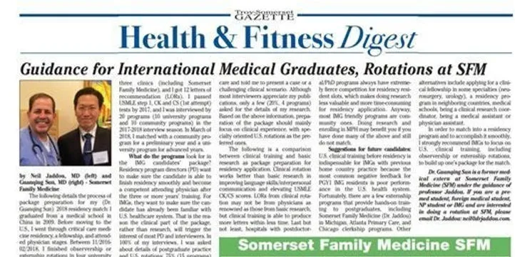 Somerset Family Medicine guidance article snapshot