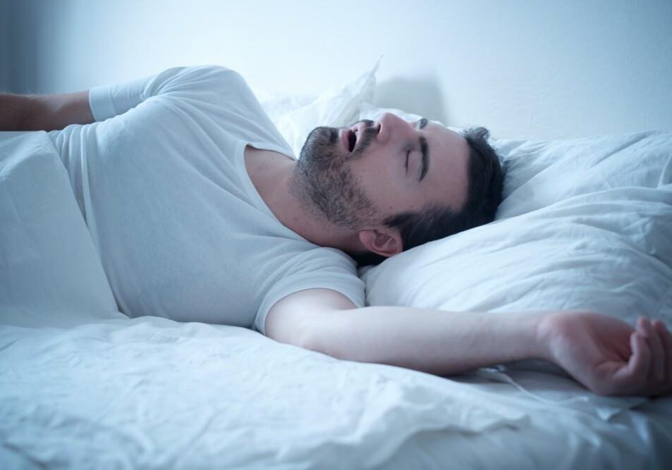 Person resting with mouth open