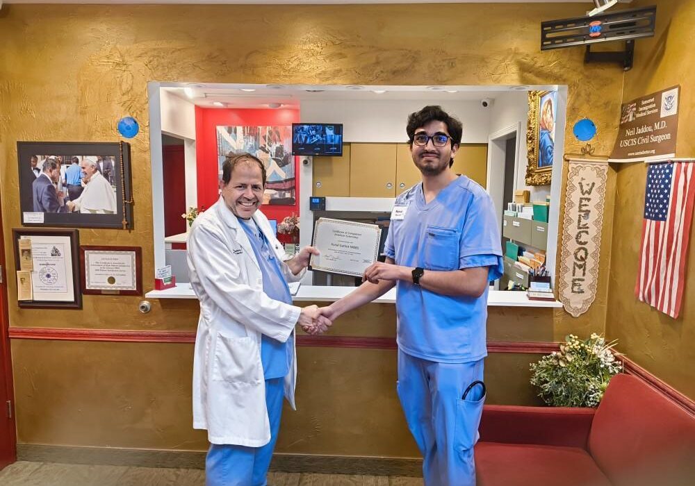 Medical professionals celebrating achievement